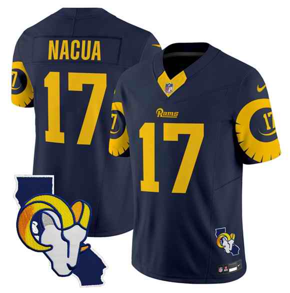 Men's Los Angeles Rams #17 Puka Nacua Navy 2025 F.U.S.E. V2 Limited Stitched Football Jersey